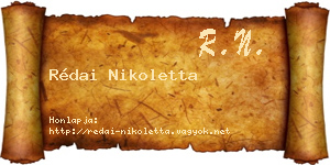 Rédai Nikoletta névjegykártya